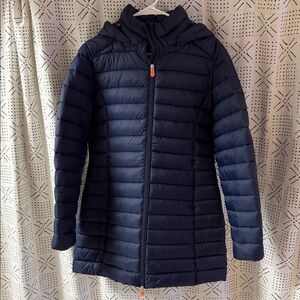 Save the Duck Women's Navy Puffer Jacket, 4/L, Like New Condition